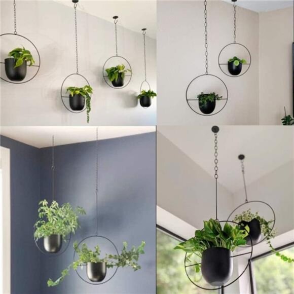 2 Pcs Hanging Planters for Indoor and Outdoor Plants with Hooks and Chains - Picture 6 of 7